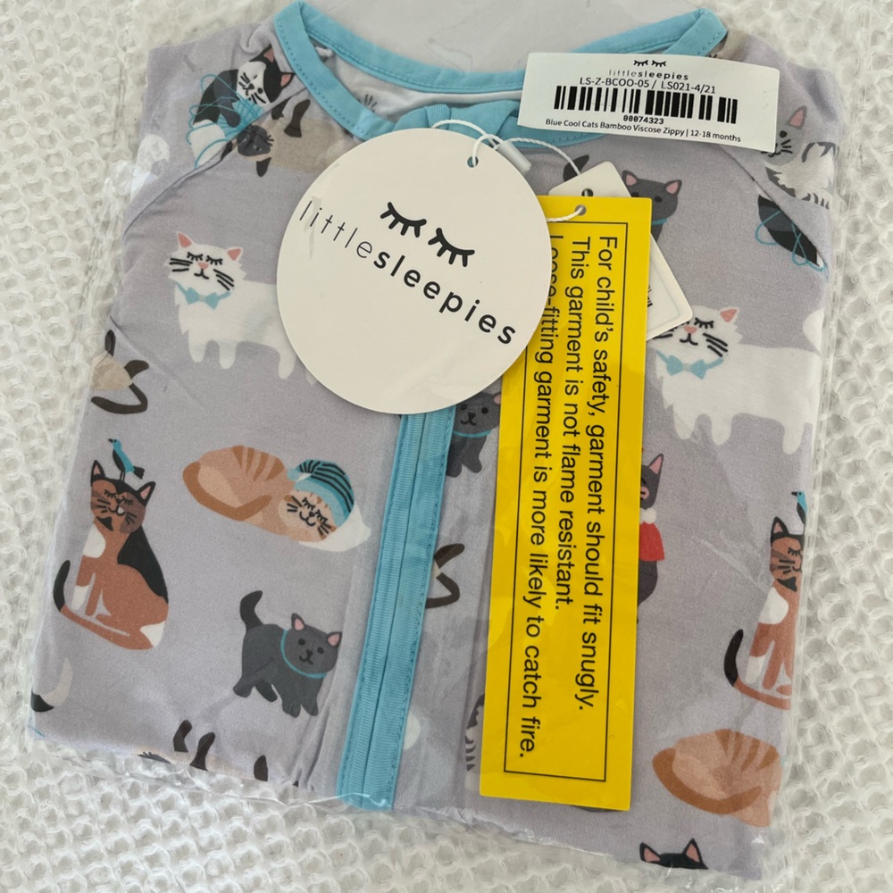 Little Sleepies Blue Cool Cats Zippy 12-18 months